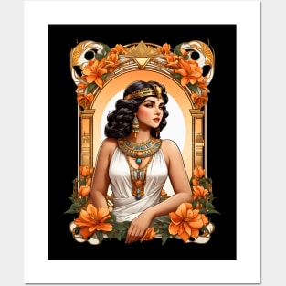 Cleopatra Queen of Egypt retro vintage floral design Posters and Art